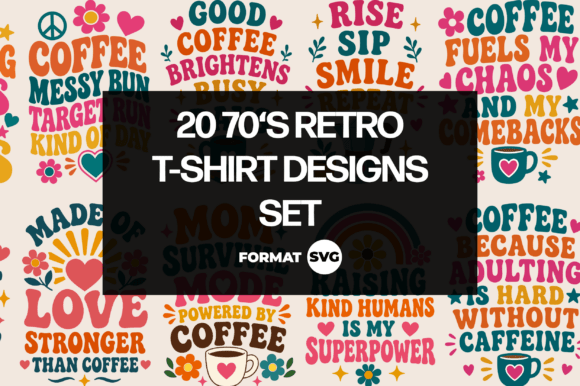20 70s Retro Coffee SVG Design Set: A Creative Toolkit