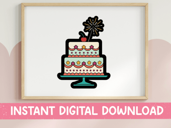 Bold Birthday Cake Sticker Design: A Graphic Designer's Asset