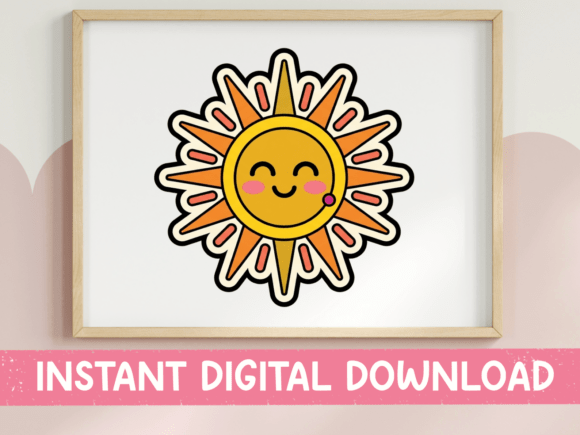 Kawaii Happy Sun Sticker Design: Radiate Positive Visual Energy