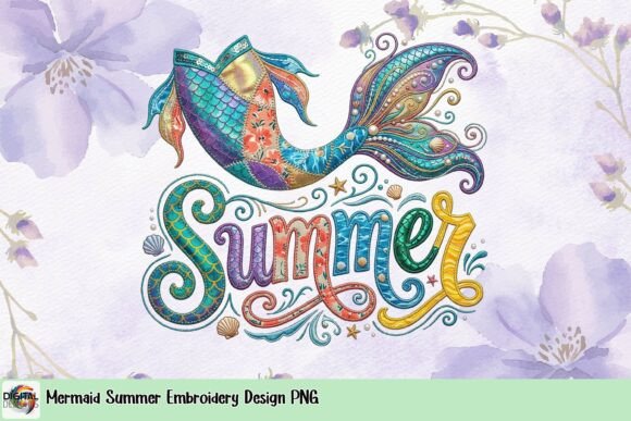Mermaid Summer Embroidery Design: A Vibrant Visual Asset