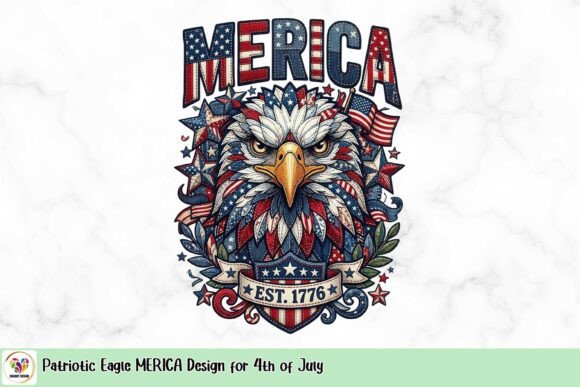 Patriotic Eagle MERICA Design: A Bold Visual for 4th of July Projects