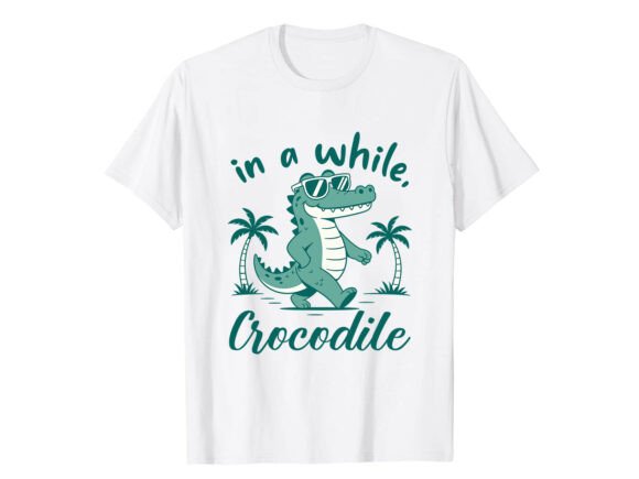 Sunny Vibes: The Funny Crocodile Summer T-Shirt Design