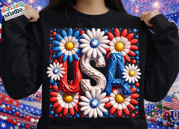 USA Daisy Patriotic America PNG Design for Creative Projects